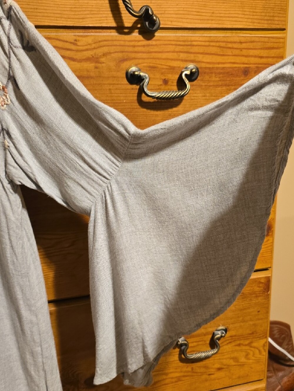 LC Lauren Conrad Light Blue Embroidered Bell Sleeve Blouse - Picture 5 of 8